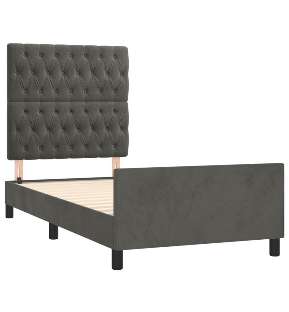 Bettgestell mit Kopfteil Dunkelgrau 90x200 cm Samt