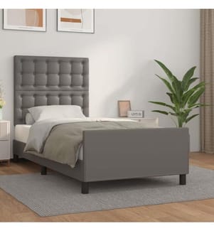 Cadre de lit avec tête de lit Gris 90x200 cm Similicuir