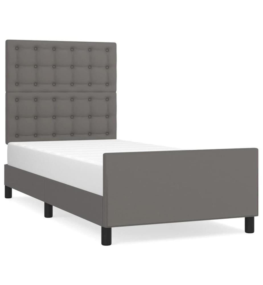 Bettgestell mit Kopfteil Grau 90x200 cm Kunstleder