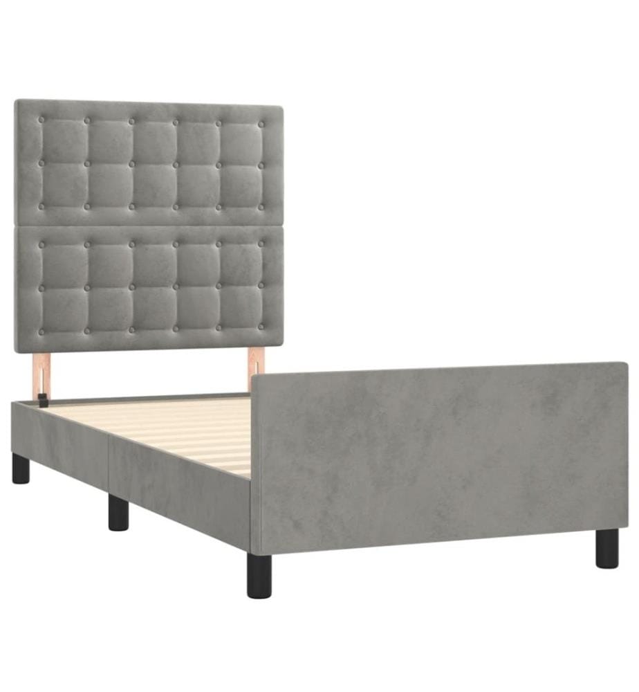 Bettgestell mit Kopfteil Hellgrau 90x190 cm Samt