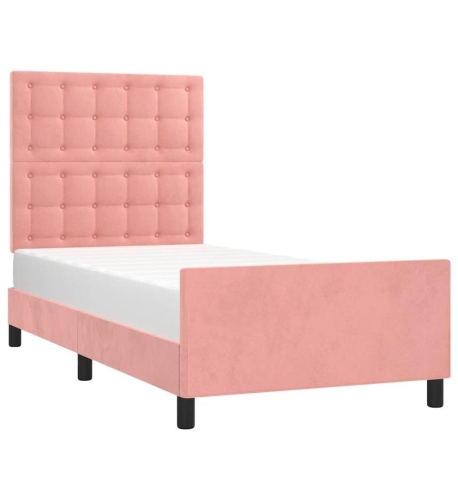 Bettgestell mit Kopfteil Rosa 90x190 cm Samt