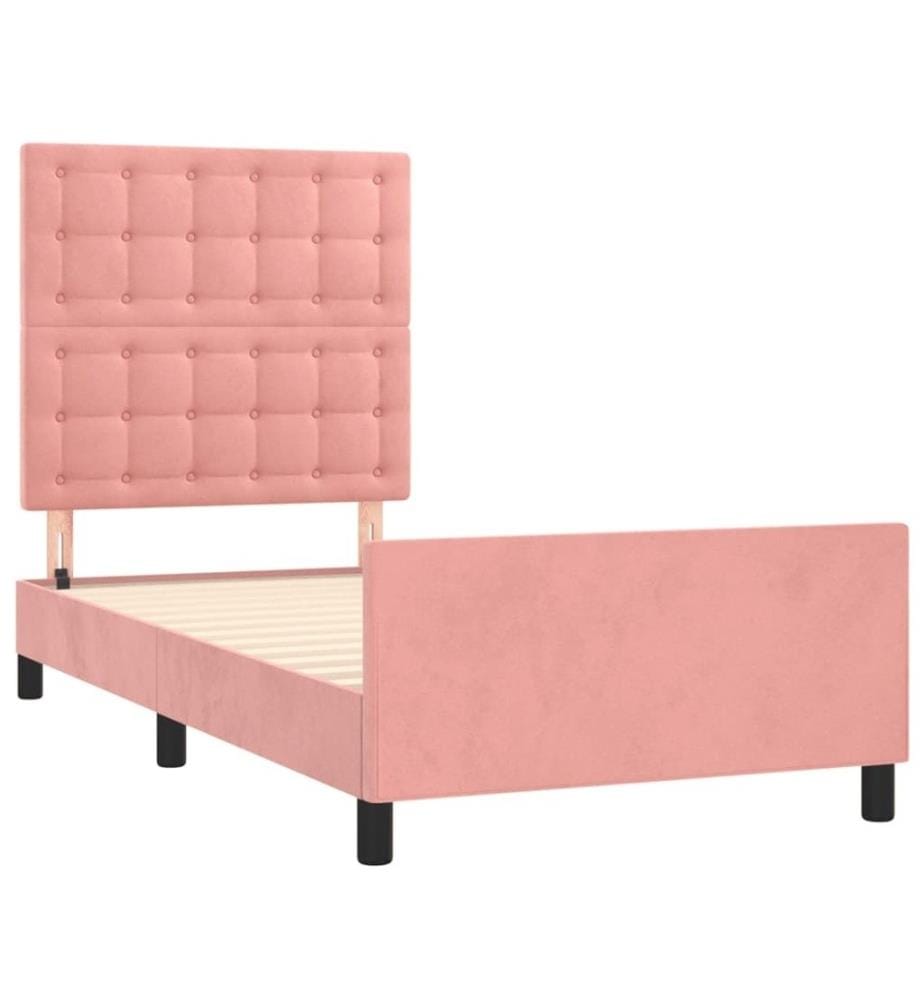 Bettgestell mit Kopfteil Rosa 90x190 cm Samt