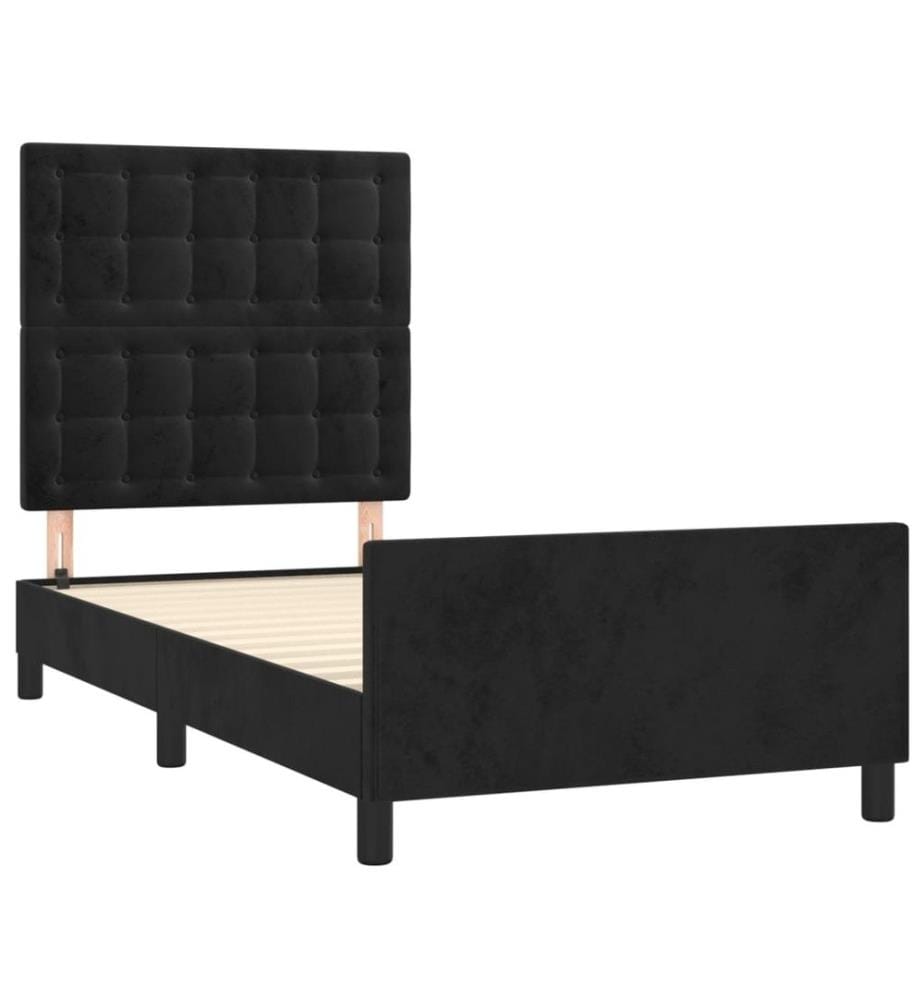 Cadre de lit avec tête de lit Noir 100x200 cm Velours