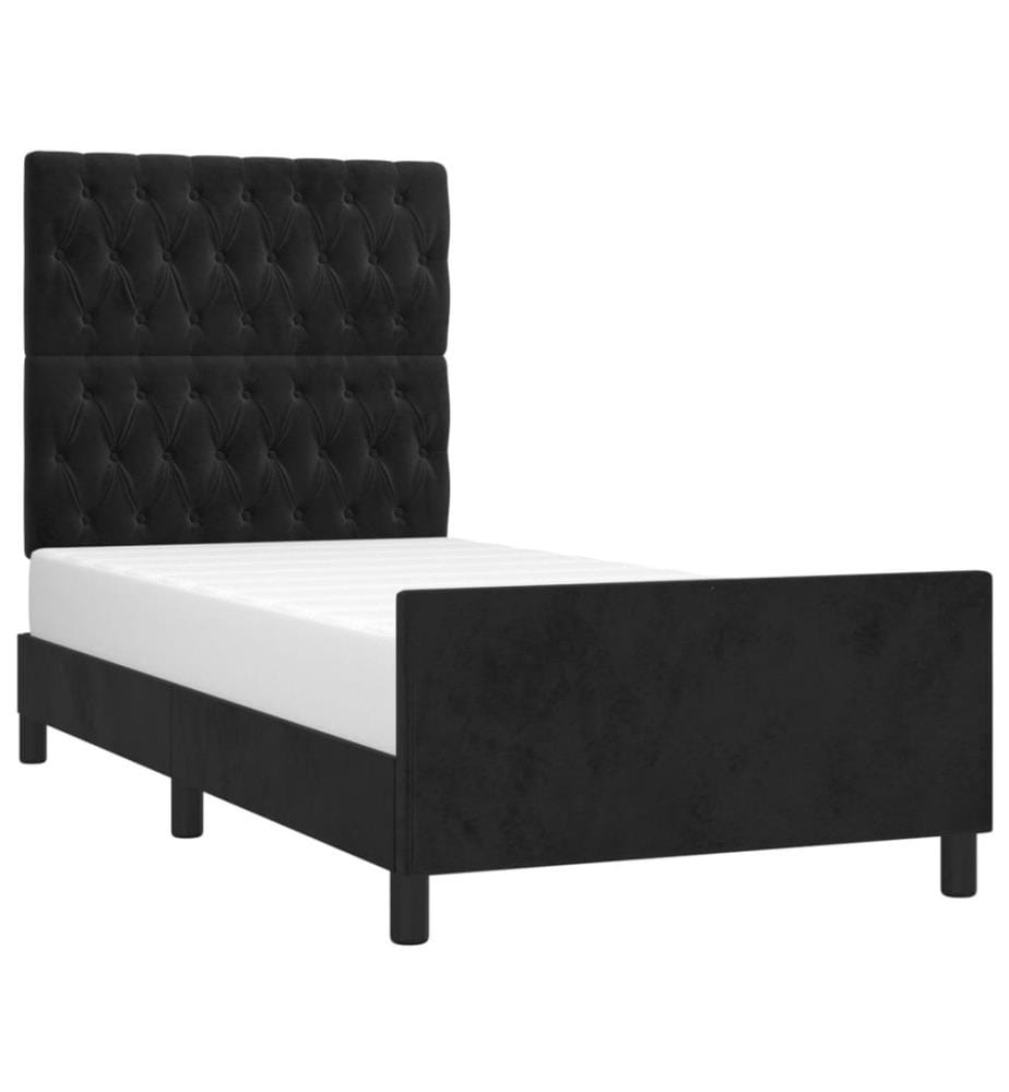 Cadre de lit avec tête de lit Noir 90x200 cm Velours