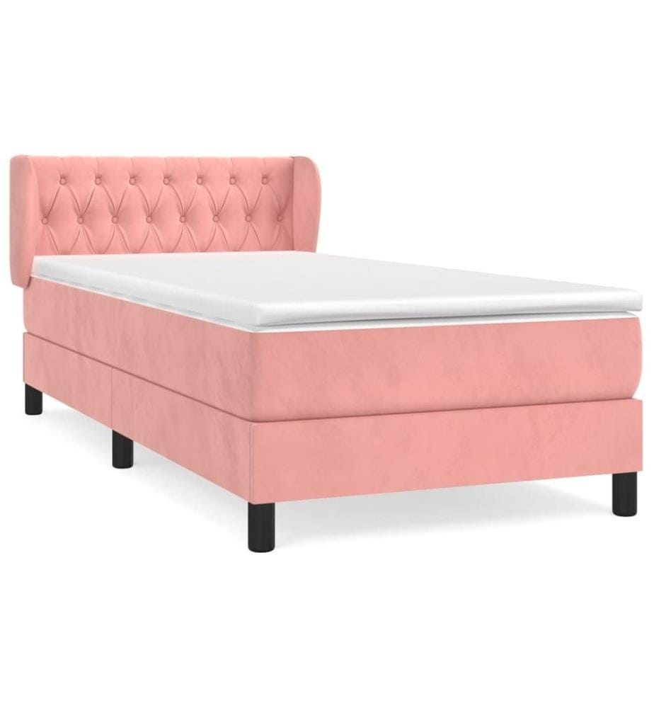 Boxspringbett mit Matratze Rosa 90x200 cm Samt