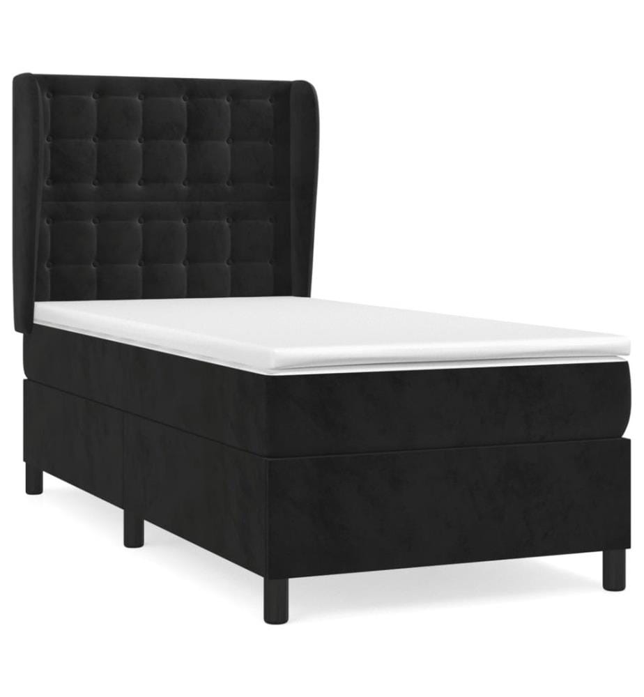 Boxspringbett mit Matratze Schwarz 100x200 cm Samt