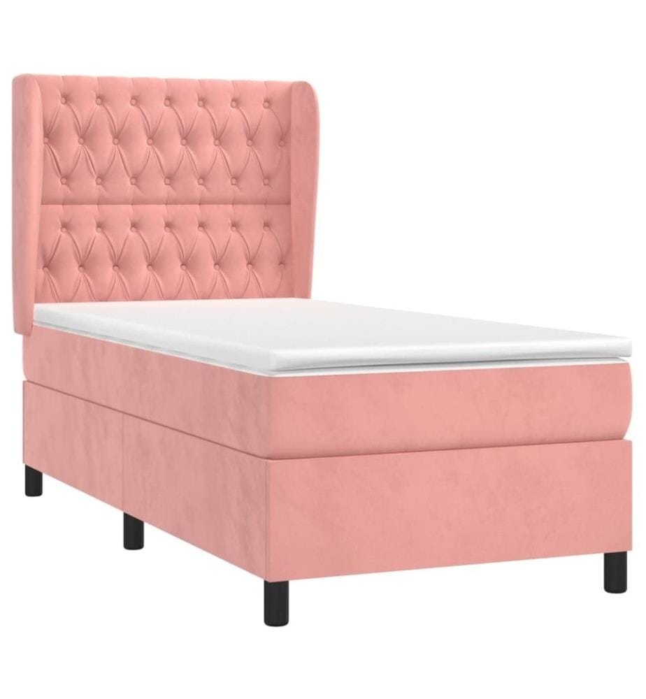 Boxspringbett mit Matratze Rosa 90x200 cm Samt