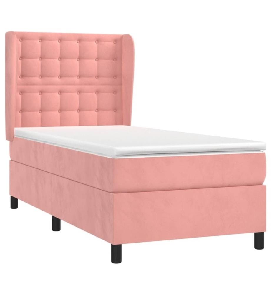 Boxspringbett mit Matratze Rosa 90x200 cm Samt