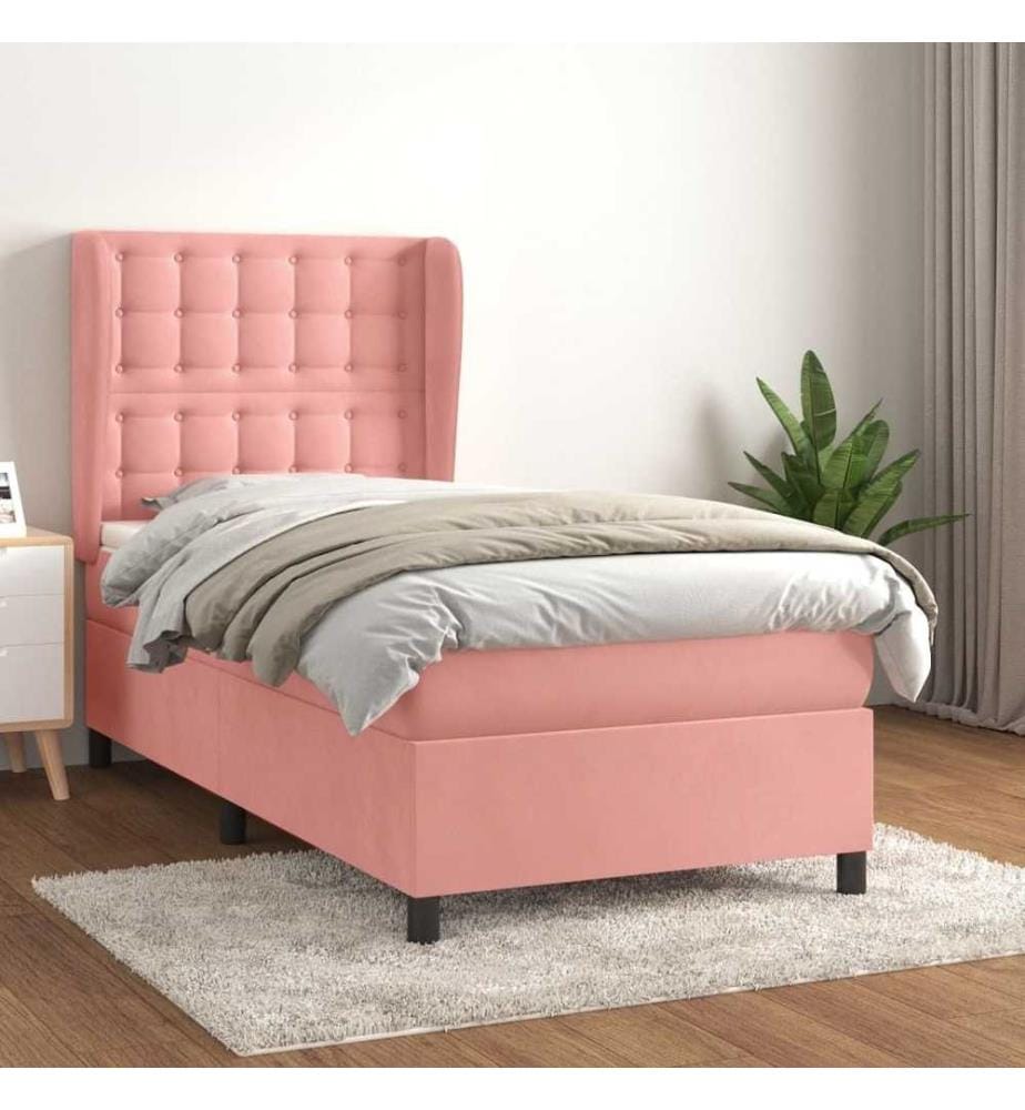 Boxspringbett mit Matratze Rosa 100x200 cm Samt