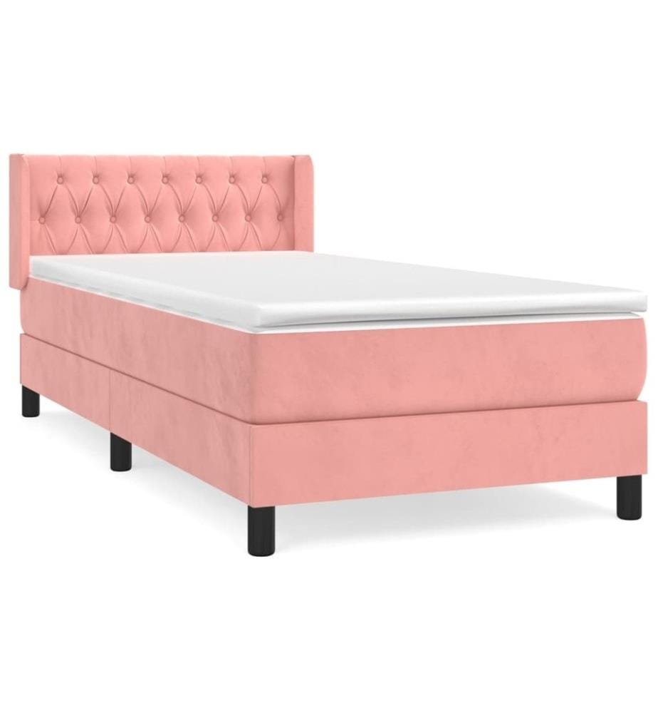 Boxspringbett mit Matratze Rosa 90x200 cm Samt