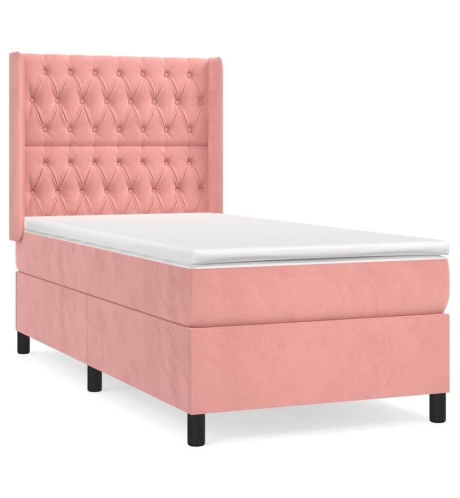 Boxspringbett mit Matratze Rosa 90x200 cm Samt