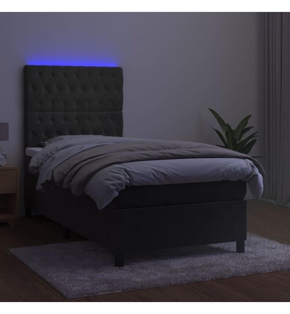 Boxspringbett mit Matratze & LED Dunkelgrau 80x200 cm Samt