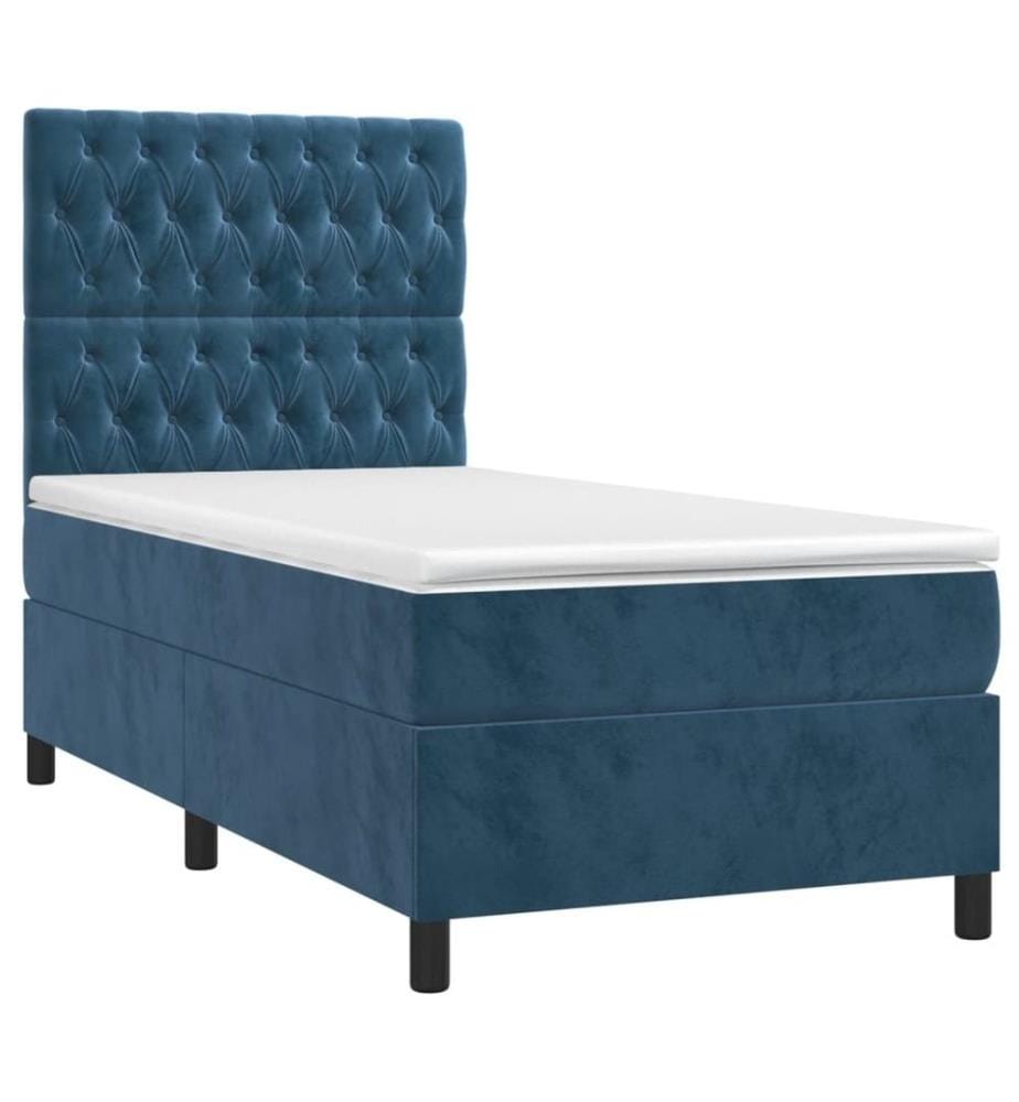 Boxspringbett mit Matratze & LED Dunkelblau 100x200 cm Samt