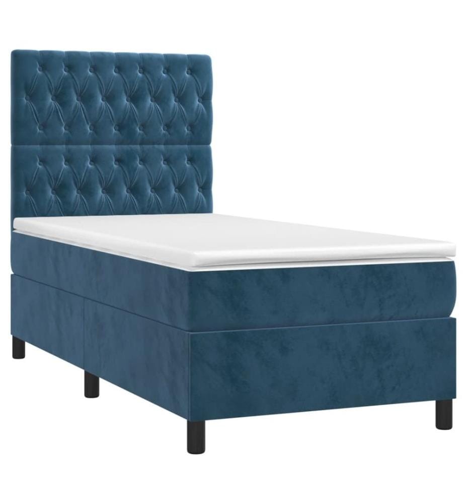 Boxspringbett mit Matratze & LED Dunkelblau 90x200 cm Samt