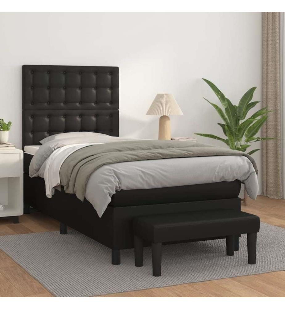 Boxspringbett mit Matratze Schwarz 90x190 cm Kunstleder