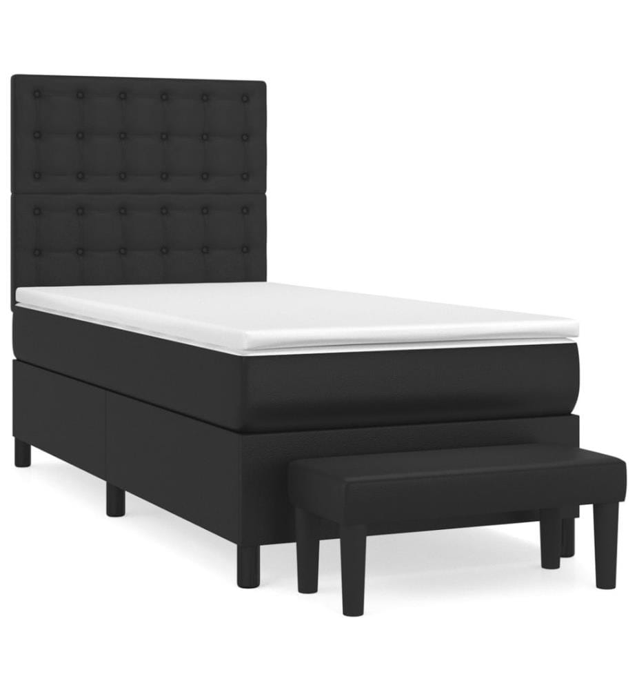 Boxspringbett mit Matratze Schwarz 90x190 cm Kunstleder