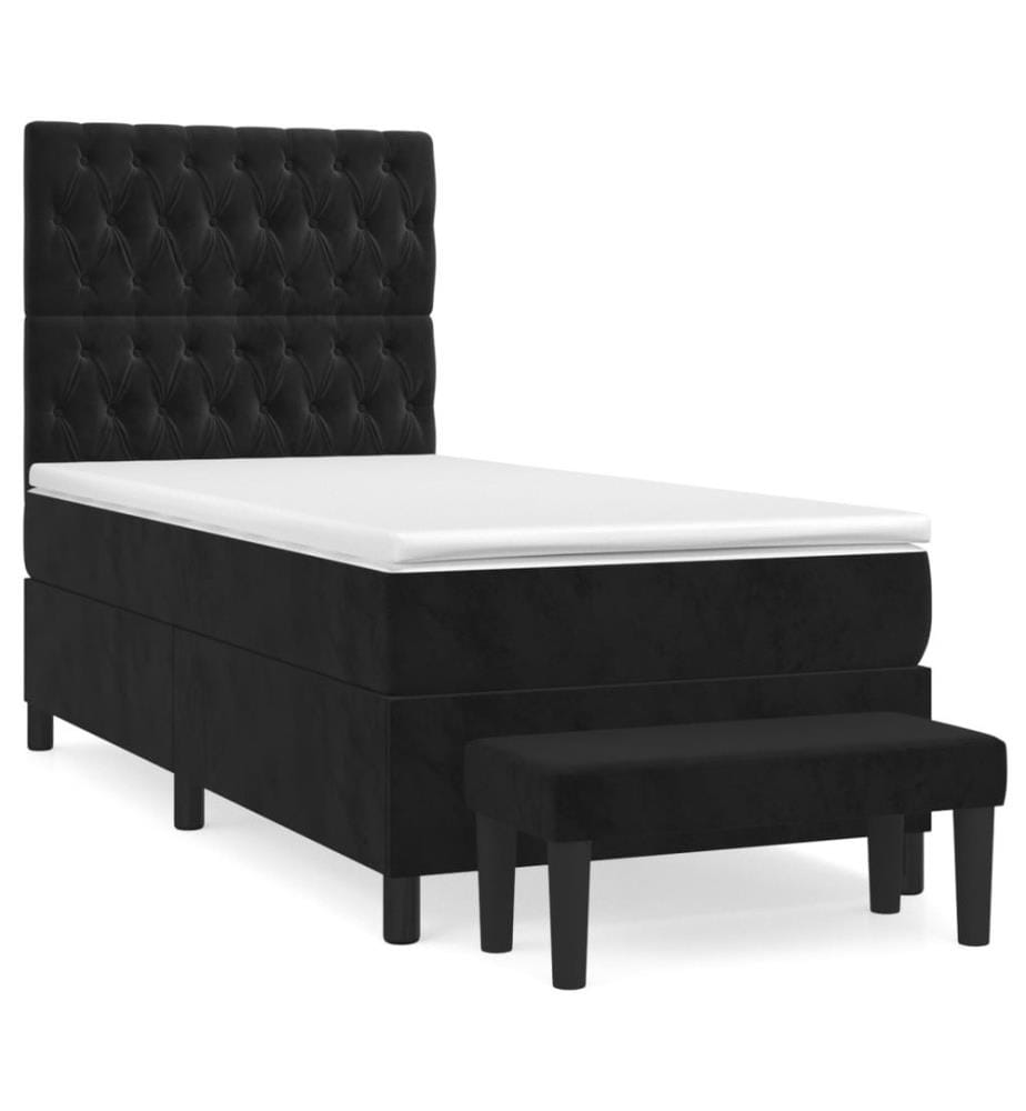 Boxspringbett mit Matratze Schwarz 90x200 cm Samt