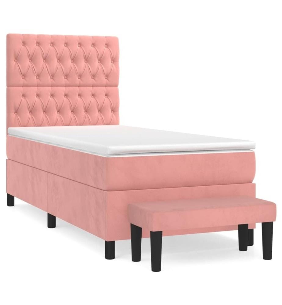 Boxspringbett mit Matratze Rosa 100x200 cm Samt