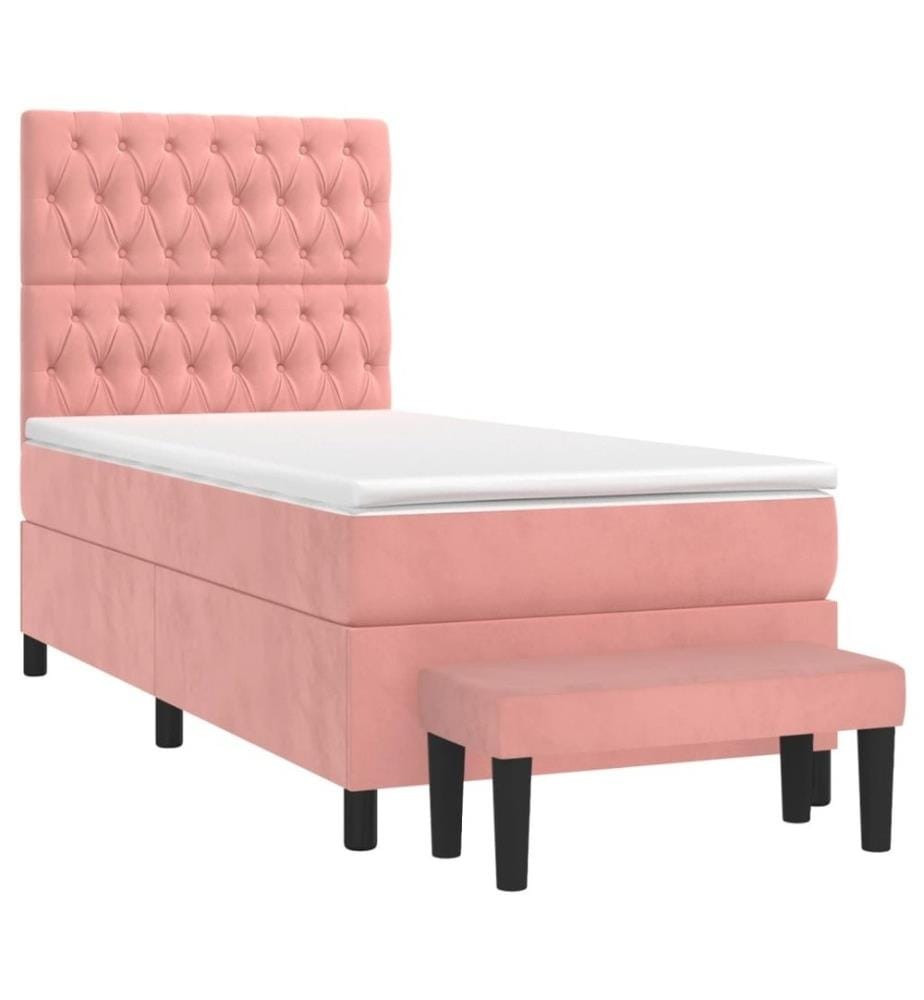 Boxspringbett mit Matratze Rosa 100x200 cm Samt