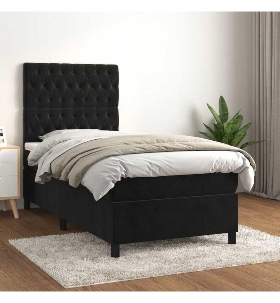 Boxspringbett mit Matratze Schwarz 80x200 cm Samt