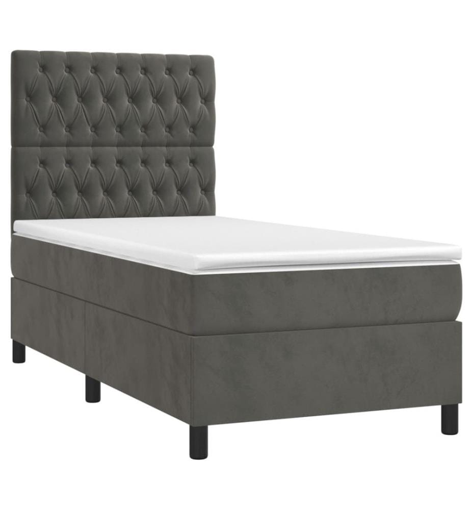 Boxspringbett mit Matratze Dunkelgrau 90x190 cm Samt
