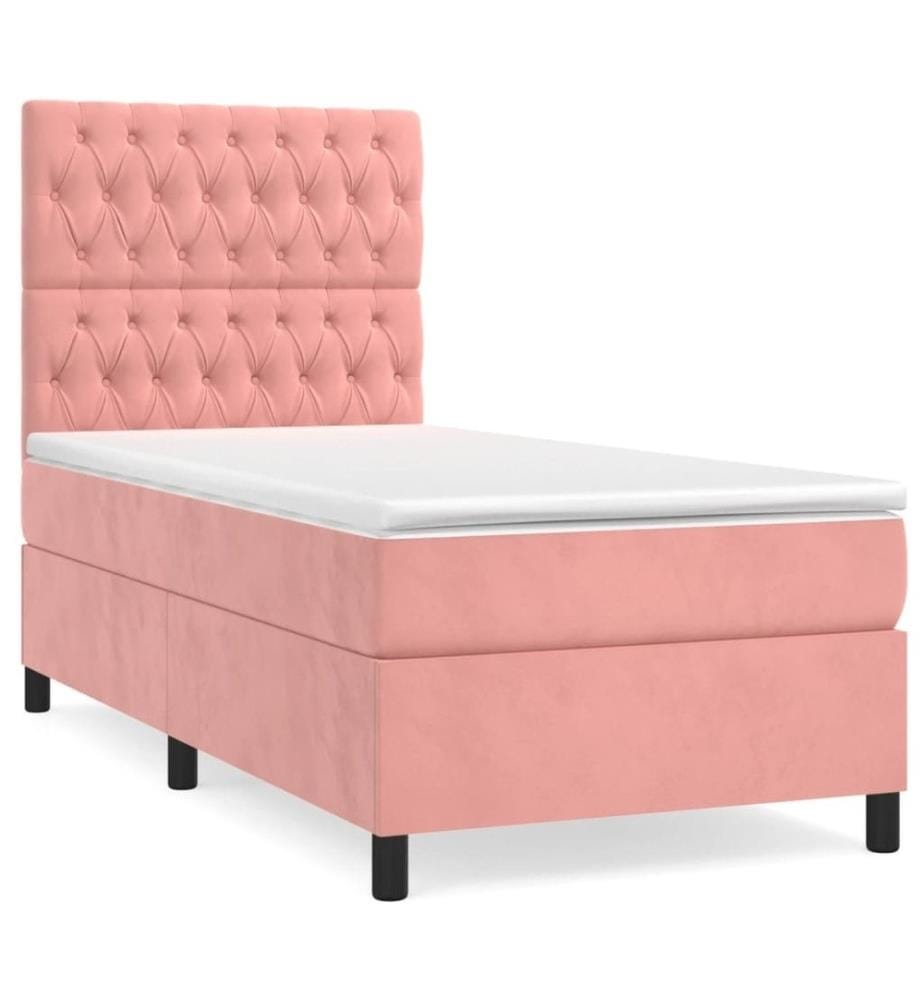 Boxspringbett mit Matratze Rosa 90x190 cm Samt