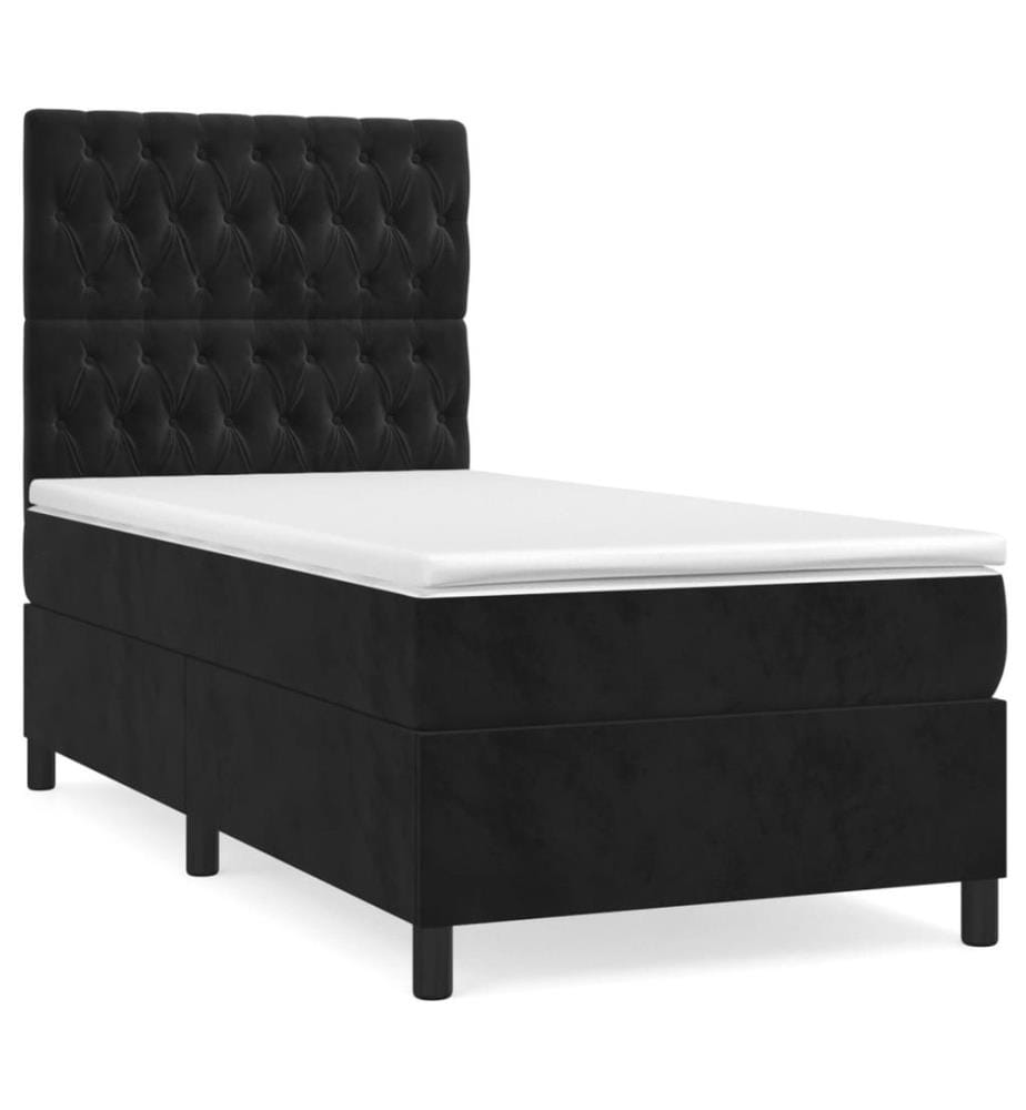 Boxspringbett mit Matratze Schwarz 90x200 cm Samt
