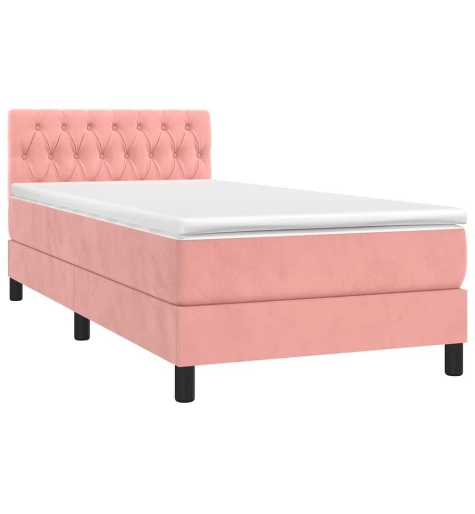 Boxspringbett mit Matratze & LED Rosa 90x200 cm Samt
