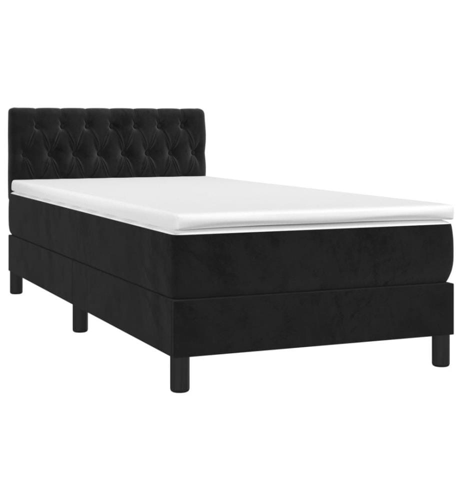 Boxspringbett mit Matratze Schwarz 90x190 cm Samt