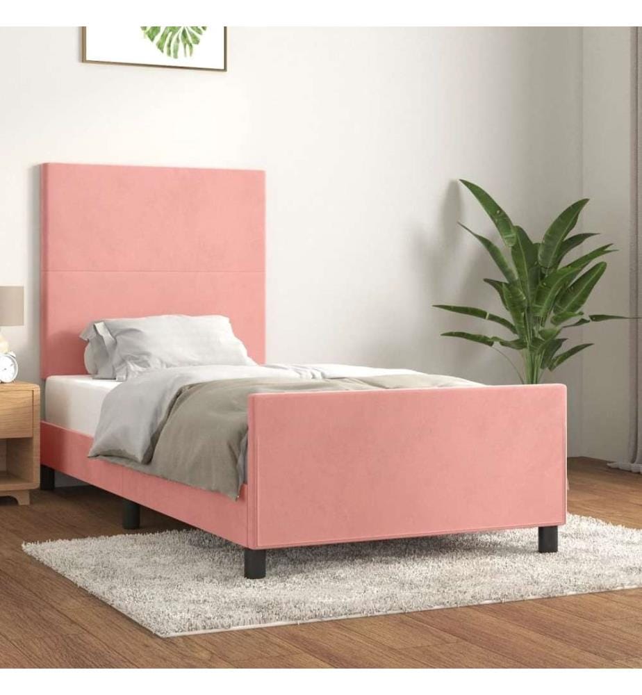 Bettgestell mit Kopfteil Rosa 90x200 cm Samt