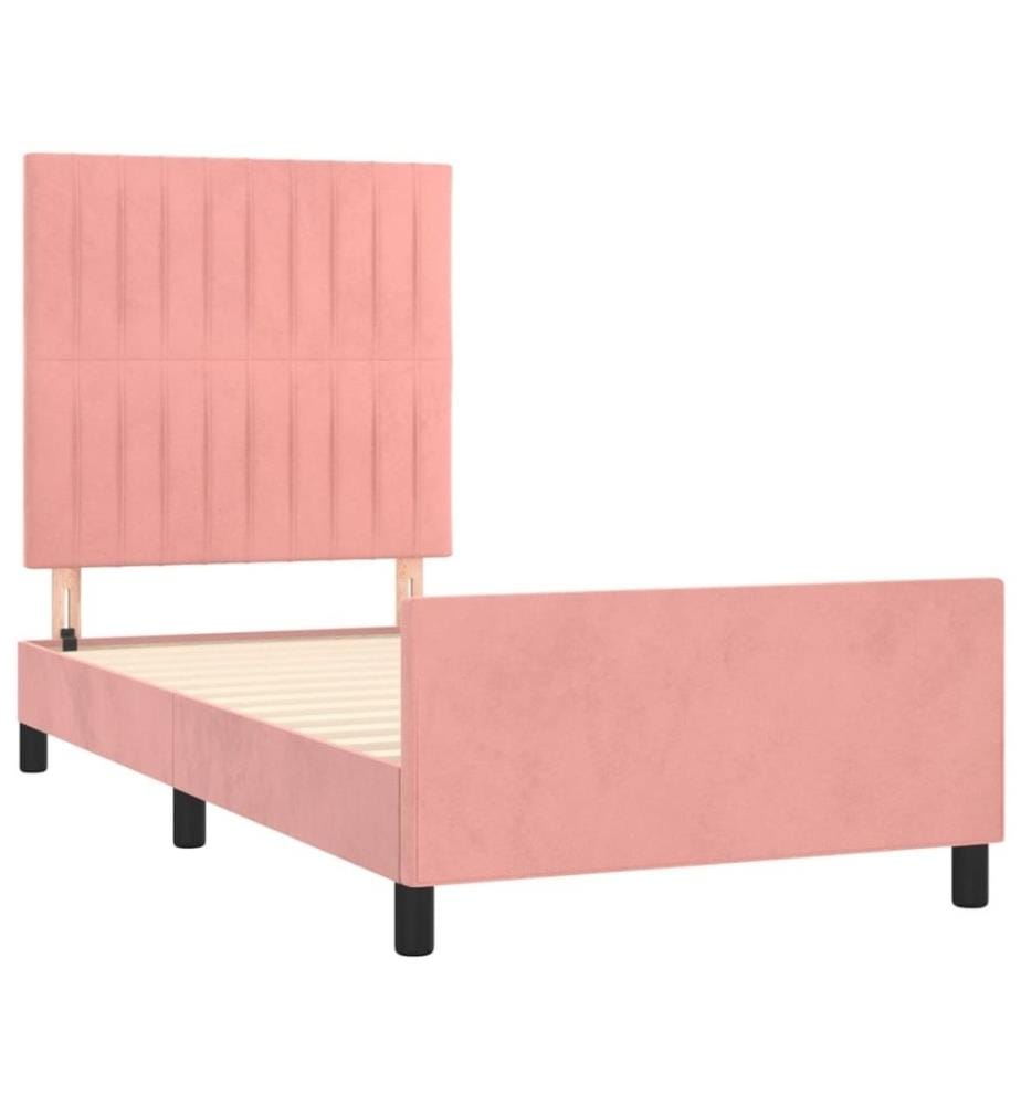 Bettgestell mit Kopfteil Rosa 90x200 cm Samt