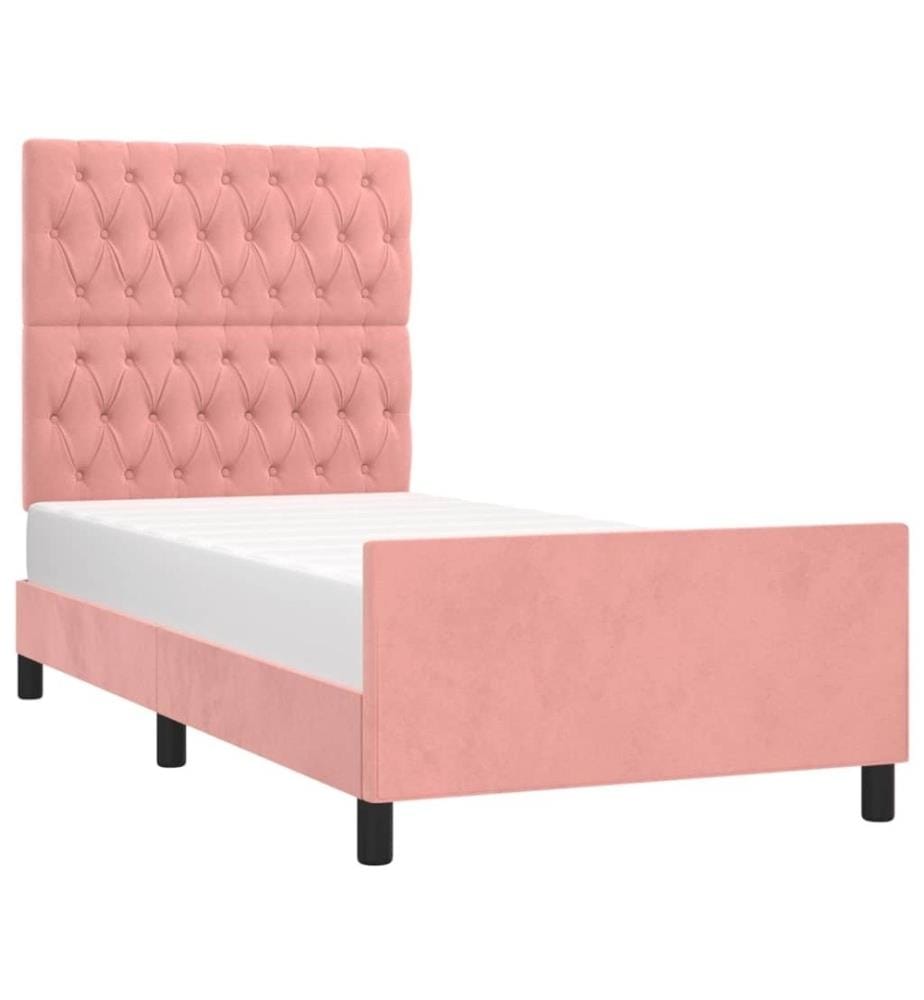 Bettgestell mit Kopfteil Rosa 100x200 cm Samt