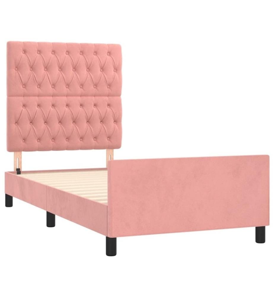 Bettgestell mit Kopfteil Rosa 100x200 cm Samt