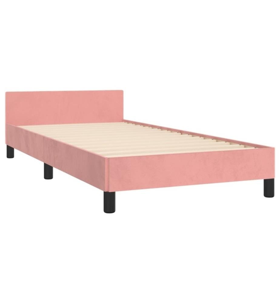 Bettgestell mit Kopfteil Rosa 100x200 cm Samt