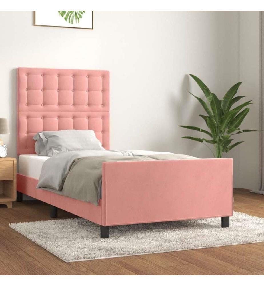 Bettgestell mit Kopfteil Rosa 100x200 cm Samt