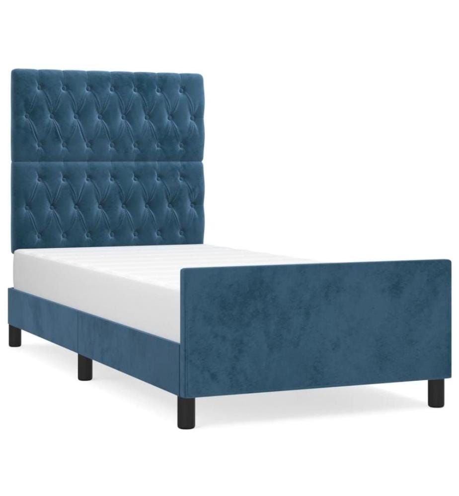 Bettgestell mit Kopfteil Dunkelblau 100x200 cm Samt