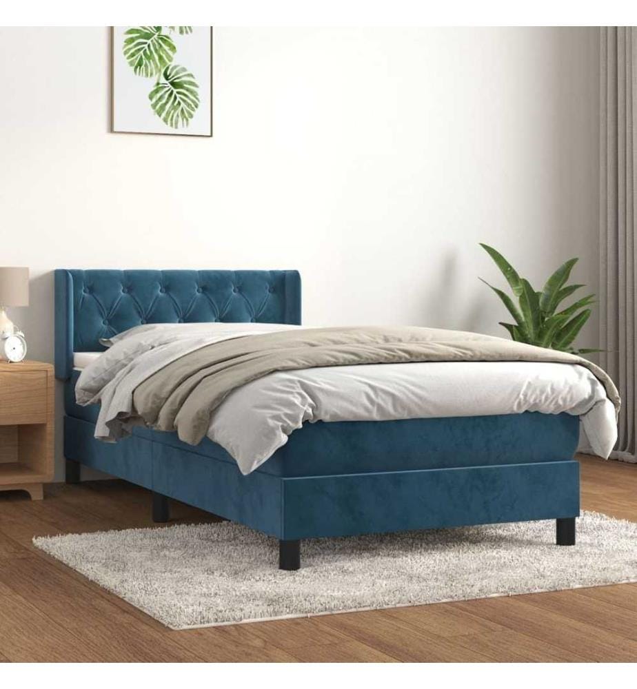Boxspringbett mit Matratze Dunkelblau 80x200 cm Samt