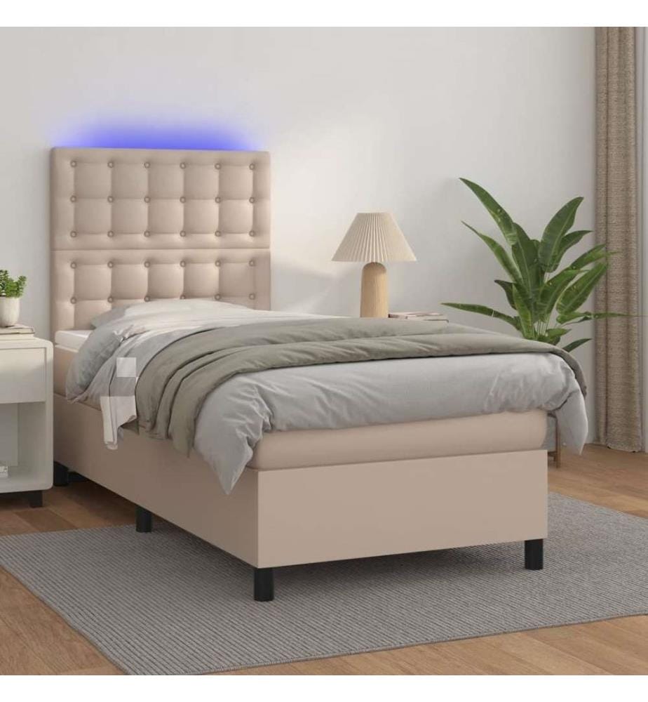 Boxspringbett mit Matratze & LED Cappuccino-Braun 90x200cm