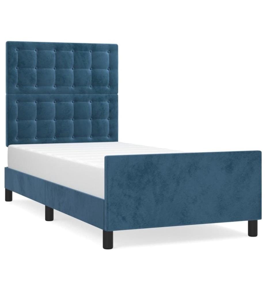 Bettgestell mit Kopfteil Dunkelblau 90x190 cm Samt
