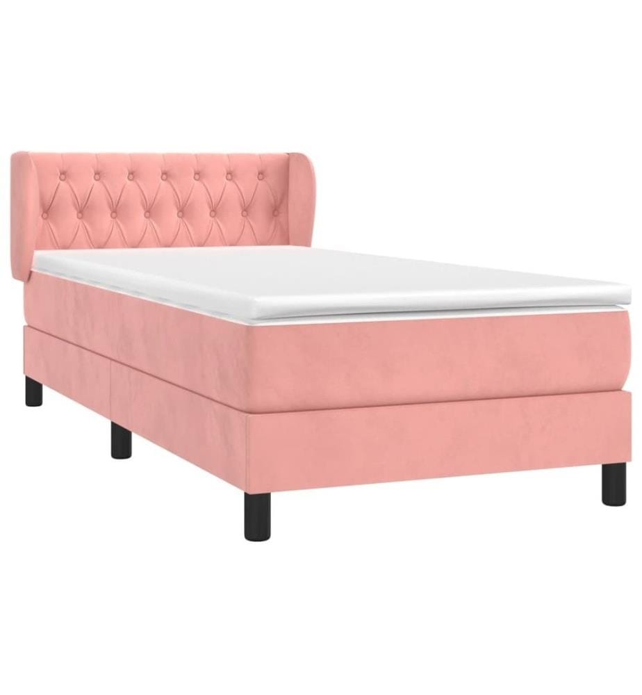 Boxspringbett mit Matratze Rosa 90x190 cm Samt