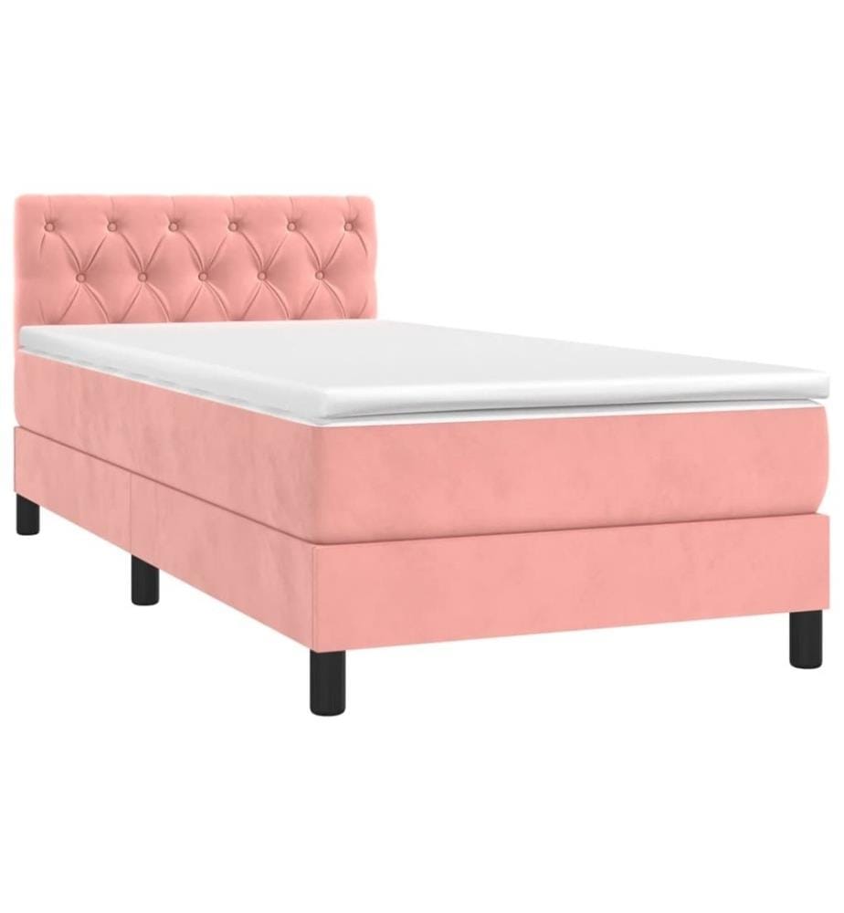 Boxspringbett mit Matratze & LED Rosa 80x200 cm Samt