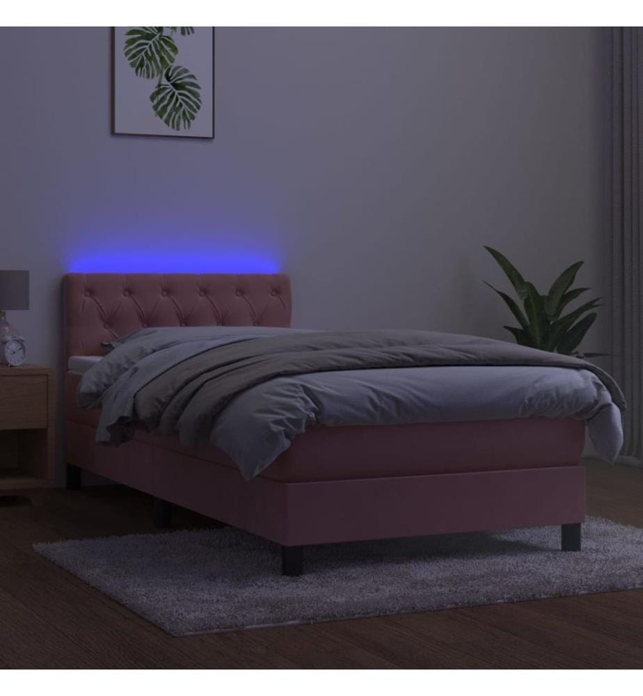 Boxspringbett mit Matratze & LED Rosa 80x200 cm Samt