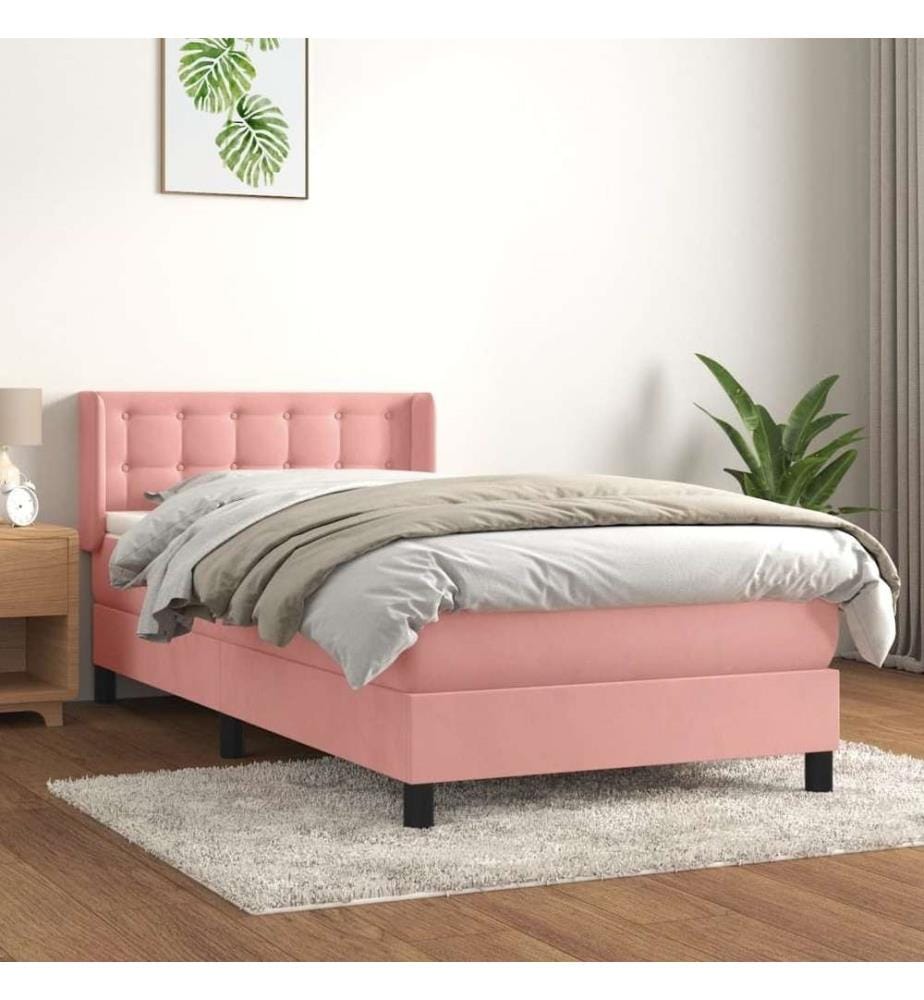 Boxspringbett mit Matratze Rosa 80x200 cm Samt