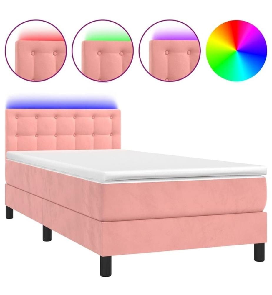 Boxspringbett mit Matratze & LED Rosa 80x200 cm Samt