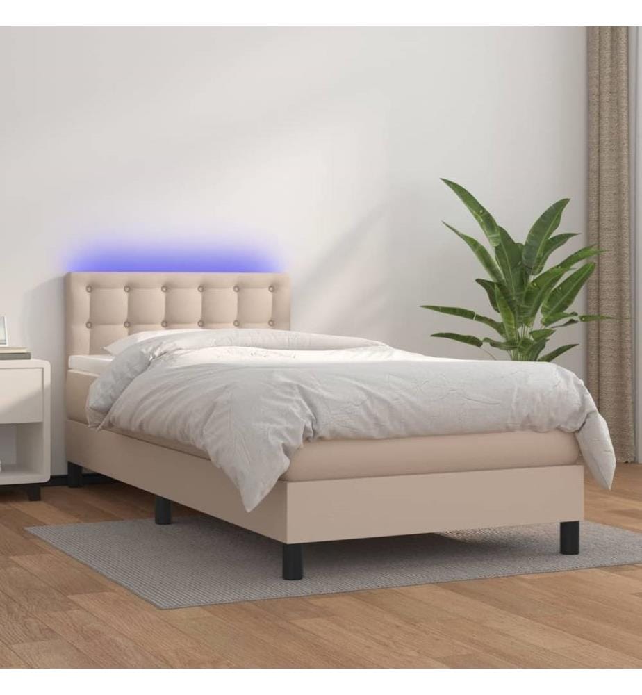 Boxspringbett mit Matratze & LED Cappuccino-Braun 90x200cm