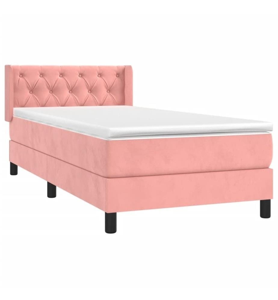 Boxspringbett mit Matratze Rosa 80x200 cm Samt
