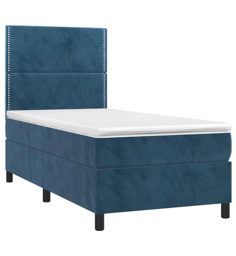 Boxspringbett mit Matratze & LED Dunkelblau 90x200 cm Samt
