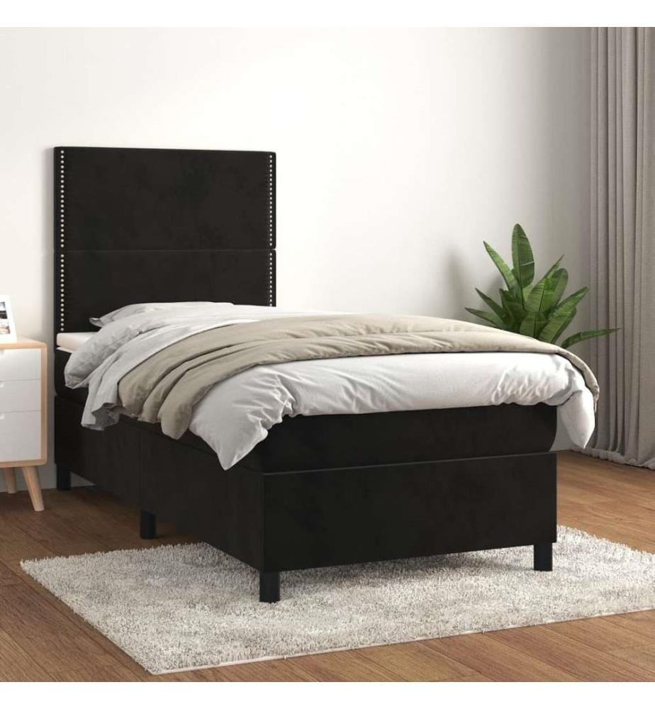 Boxspringbett mit Matratze Schwarz 90x200 cm Samt
