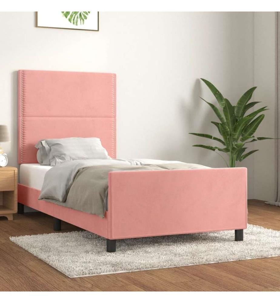 Bettgestell mit Kopfteil Rosa 90x200 cm Samt