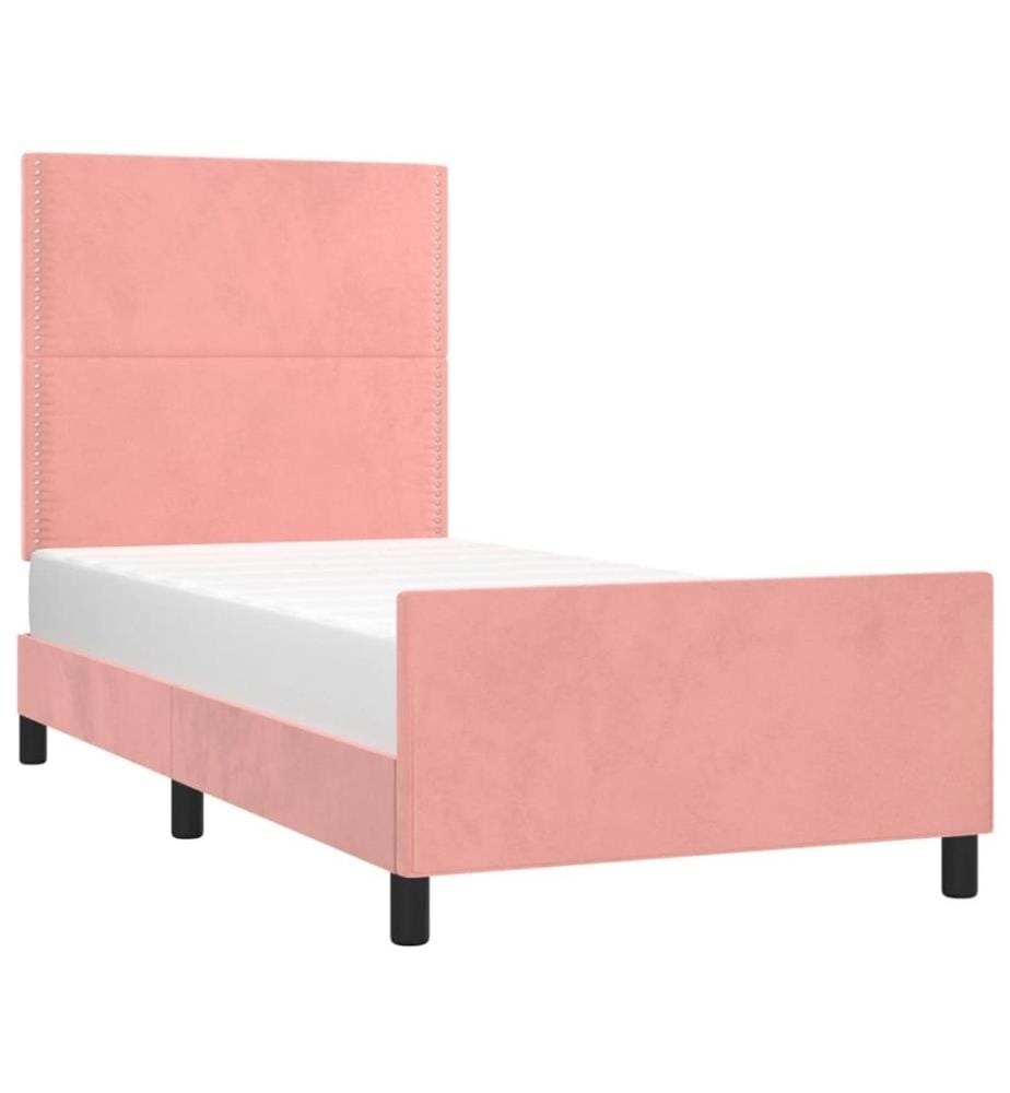 Bettgestell mit Kopfteil Rosa 90x200 cm Samt